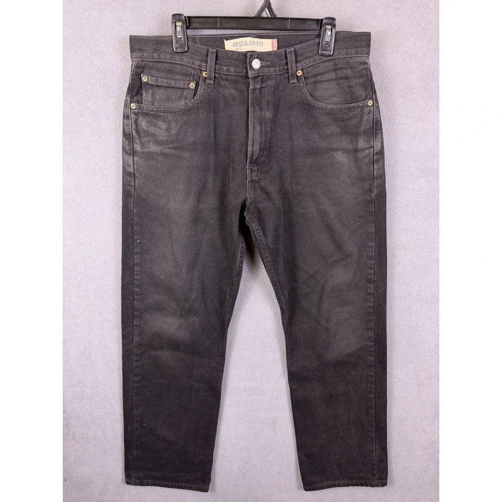 Levi's 505‎ Men's Jeans Black Denim Regular Fit Size 34x30 Made in Mexico